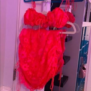 hot pink for love and lemons top and skirt set